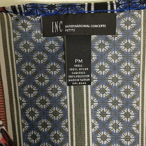 INC International concepts Boho Flutter sleeve v-neck multicolor layering top PM - Picture 2 of 8